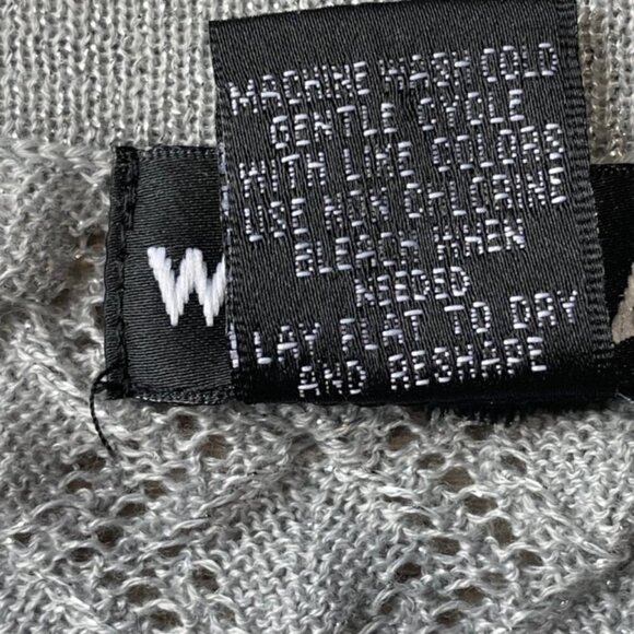 WET SEAL Silver Gray Metallic Diamond Pointelle Sweater - Size Medium - Picture 5 of 5